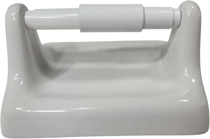 DALTILE Snow White Ceramic TP Toilet Paper Holder Wall Mount Thinset Installation Vintage Mid Century Modern Retro, BA1020T