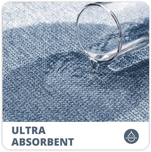 Bosap Toilet Rugs U Shaped Bathroom Rug,Machine Washable Non Slip Quick Dry Super Absorbent Ultra Thin Toilet Mats for Bathroom Toilet.Blue,1'8"x2'(20x24inch)