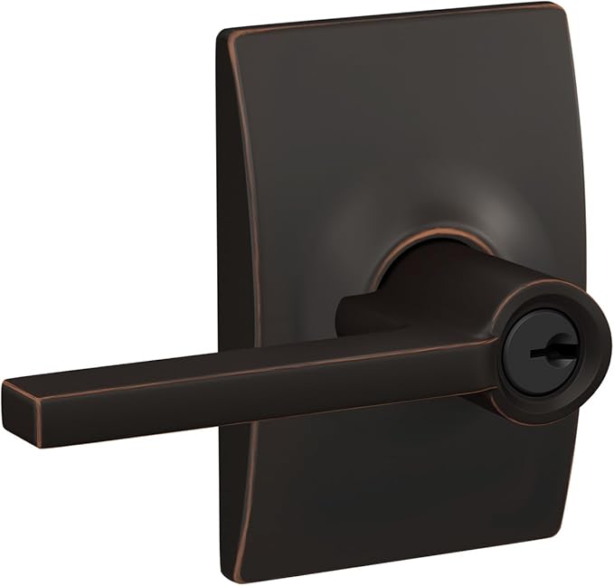 SCHLAGE F51A LAT 716 CEN Latitude Lever with Century Trim Keyed Entry Lock, Aged Bronze