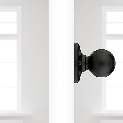 Kwikset Polo Dummy Door Knob, Single Sided Handle for Closets, French Double Doors, and Pantry, Matte Black Non-Turning Interior Push/Pull Door Knob, with Microban Protection