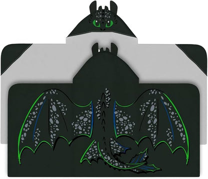 How to Train Your Dragon Toothless Super Soft Bath/Pool/Beach Soft Cotton Terry Hooded Towel Wrap, 24 in x 50 in, (Officially Licensed Product) by Franco
