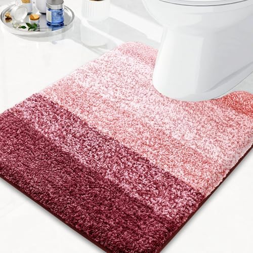Arotive Microfiber Bathroom Rugs, Soft Absorbent Contour Toilet Rugs, 24x20