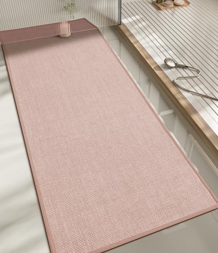 chakme Bathroom Rugs Mat 59x17, Ultra Thin Non Slip Bath Mats Runner Quick Dry Absorbent Bath Mat for Bathroom Floor, (Pink, 59"x17")