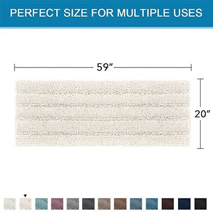 H.VERSAILTEX Bathroom Rugs Bath Mat Runner Rug Non Slip Kitchen Rug Extra Long Bath Rug Runners Oversized 59" x 20" Absorbent Washable Dry Fast Plush Area Rug for Bathroom/Bedroom - Ivory