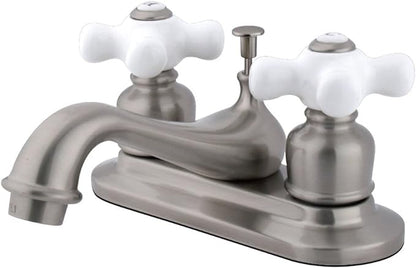 Kingston Brass KB608PX Centerset Lavatory Faucet, Brushed Nickel,4-Inch Center