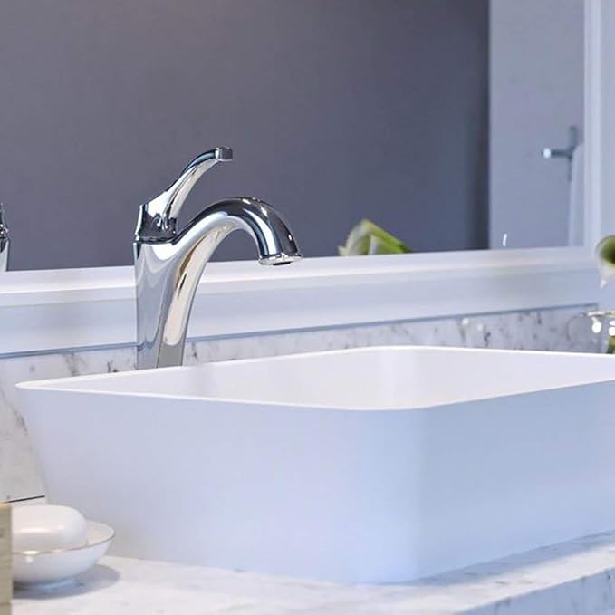 KRAUS KBF-1201CH Arlo Single Handle Basin Bathroom Faucet with Lift Rod Drain and Deck Plate, Chrome