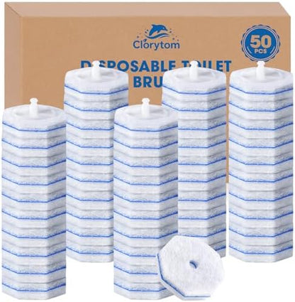 50 Pcs Disposable Toilet Cleaner Refill Pads, Universal Toilet Bowl Brush Replacement Heads, Durable Deep Cleaning Refills, Fresh Scent Bathroom Cleaning Supplies