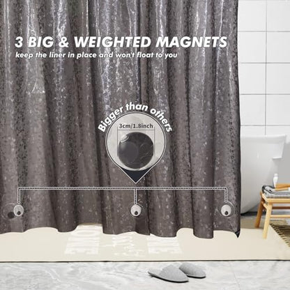 Bostofy Waterproof Shower Curtain Liner EVA 8G - Rust-Proof Hooks, Heavy-Duty Magnets - Enhance Your Bathroom with Durability and Elegance, 72L x 78H Inches