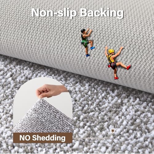 48x17 Bathroom Rugs Non Slip Washable, Soft Absorbent Bath Mat Light Grey