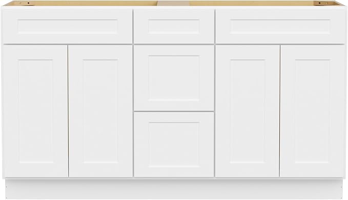 Furinno Shaker One Drawer Stack Bath Vanity Cabinet Without Top, Ready to Assemble, 21 D x 60 W x 34.5 H, White