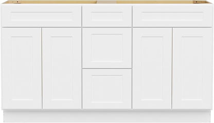 Furinno Shaker One Drawer Stack Bath Vanity Cabinet Without Top, Ready to Assemble, 21 D x 60 W x 34.5 H, White