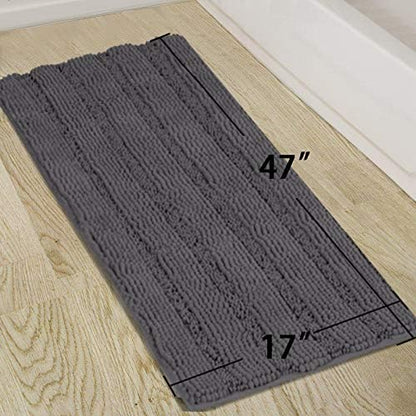 Turquoize Bathroom Runner Rug 17"x47", Soft Absorbent Chenille Bath Rug