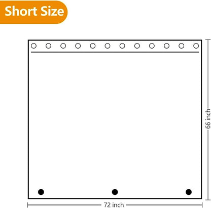 Seenus Waterproof Fabric Short Shower Curtain Liner with 3 Large Magnets, 72 x 66 inch Washable Cloth Shower Liner Neutral White, 66'' Length Bathroom Lightweight Shower Curtain