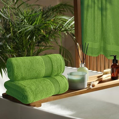 Belizzi Home 4 Pack Bath Towel Set 27x54, 100% Ring Spun Cotton, Ultra Soft Highly Absorbent Machine Washable Hotel Spa Quality Bath Towels for Bathroom, 4 Bath Towels - Green