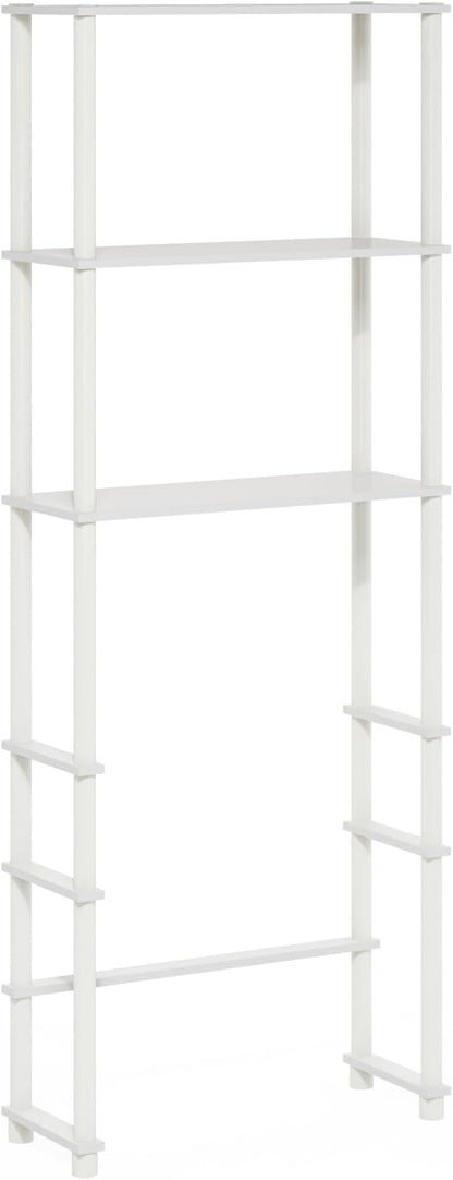 Furinno Turn-N-Tube Over The Toilet Storage, 3-Shelf Over The Toilet Organizer, Freestanding Space Saver Bathroom Shelf, for Bathroom Organizers and Storage, White