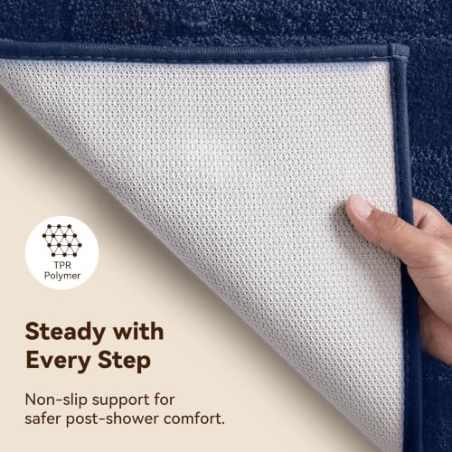 GRANNY SAYS Blue Bathroom Rug 16" x 24", Non-Slip Microfiber Bath Mat