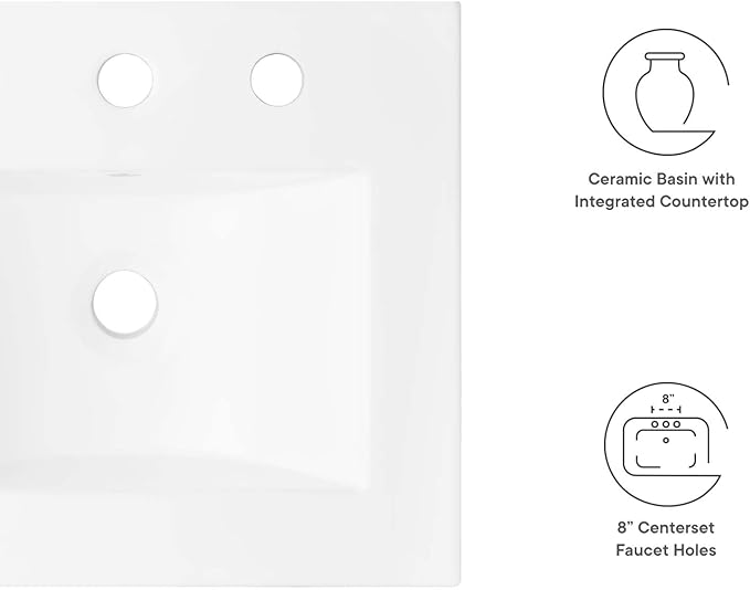 Modway EEI-4836-WHI Cayman 18" Bathroom Sink, White