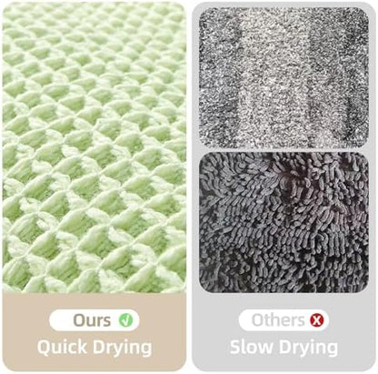 TYUU Waffle Bath Mat, Small Boho Bathroom Rugs Non Slip 24x16 Pale Green