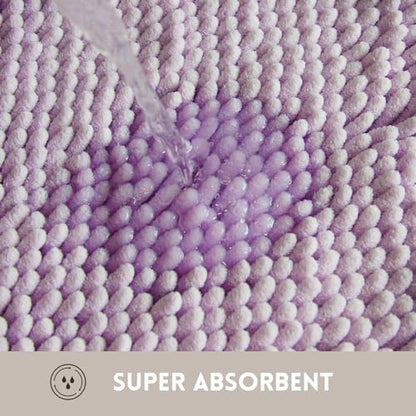 Bathroom Rugs Chenille, Extra Thick and Absorbent, Non-Slip, Machine Washable, Dry Quckily, Soft Cozy Plush, Used Under Shower Bathtub and Sink, Bath Mat Sets Lavender
