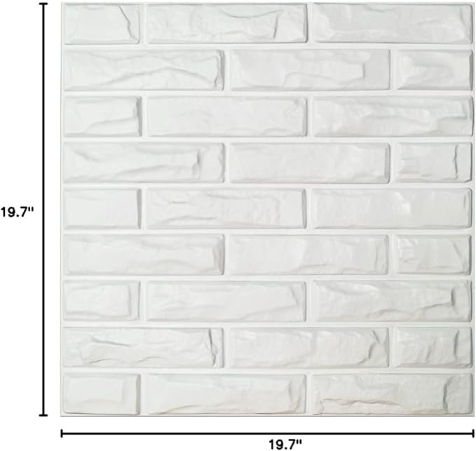 Art3d 19.7" x 19.7" (Pack of 12) Wall Panel Brick, White
