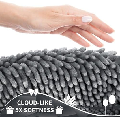 Yimobra Chenille Bathroom Rugs Non Slip, Extra Thick Soft Absorbent Bath Rug 31.5x20 Inch, Machine Washable Quick Dry Bath Mat for Bathroom Floor, Tub and Shower, Home Decor Accessories, Silver
