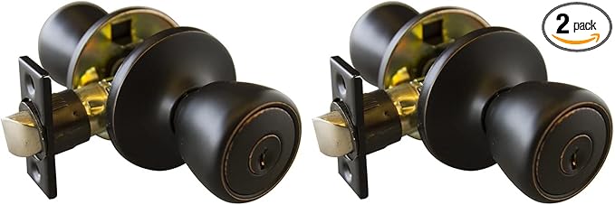Design House 728709 Terrace 6-Way Universal Keyed Entry Door Knob Oil Rubbed Bronze (Pack of 2)
