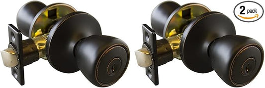 Design House 728709 Terrace 6-Way Universal Keyed Entry Door Knob Oil Rubbed Bronze (Pack of 2)