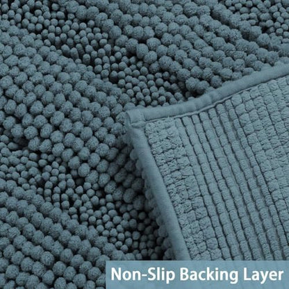 Turquoize Small Bathroom Rug 17x24, Absorbent Chenille Bath Rug, Stone Blue