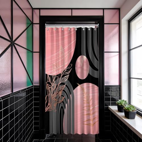 Pink and Black Stall Shower Curtain, 48X72 in Narrow Small, Mid Century