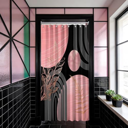 Pink and Black Stall Shower Curtain, 48X72 in Narrow Small, Mid Century