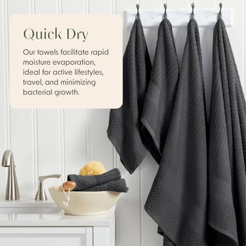 Springtree Home 100% Cotton Bath Towel Set | 6-Piece Set | Textured | Black
