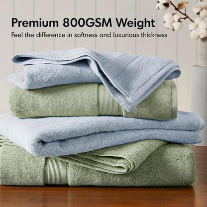 Madison Park 800GSM 100% Cotton Bathroom Bath Towel Set of 8, Sage Green