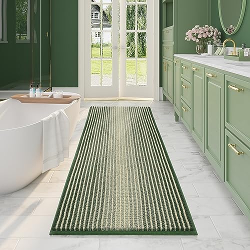BSICPRO Large Bathroom Rugs Runner, 22x60 Chenille Bath Mats, Sage Green