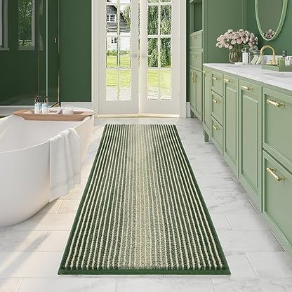 BSICPRO Large Bathroom Rugs Runner, 22x60 Chenille Bath Mats, Sage Green