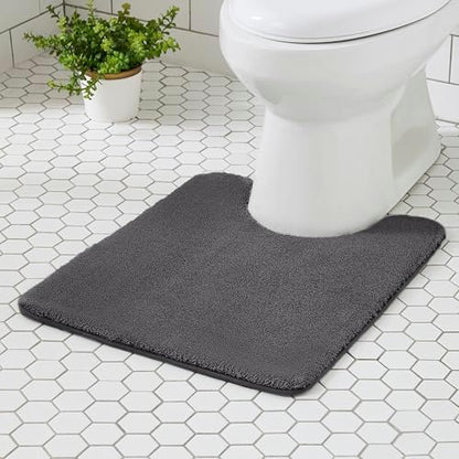 MINIDEAR Toilet Rugs 24x20 - U Shaped Volcanic Gray Thick Memory Foam Contour Rugs,Ultra Soft & Plush Fluffy, Non-Slip, Quick Dry, Absorbent Washable Floor Microfiber Mat for Home Decor Accessories