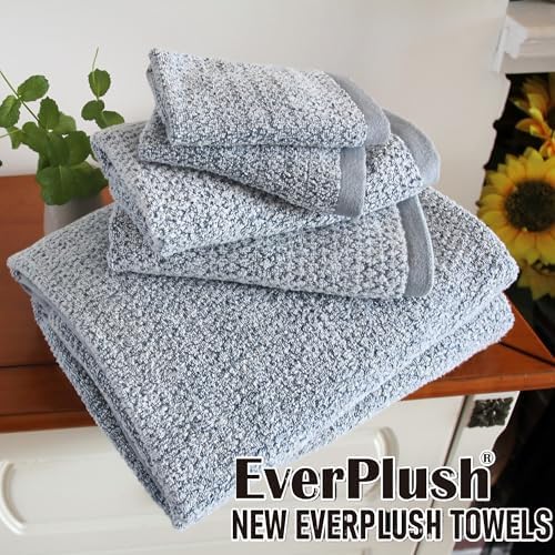 Everplush Diamond Jacquard 6 Pieces Bath Towel Set, Luxury Super Soft Oversized everplush Towels, Highly Absorbent Diamond Jacquard Quick Dry Bath Towel for Bathroom Dusk