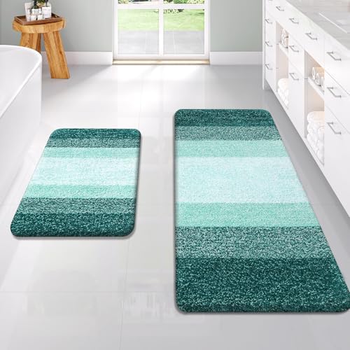 OLANLY Micorfiber Bathroom Rug Set 2 Piece, 47"x20"+24"x16"