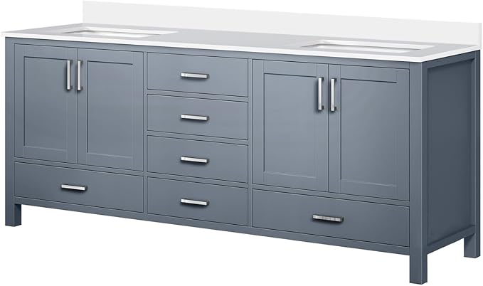 Jacques 80 in. W x 22 in. D Dark Grey Double Bath Vanity and White Quartz Top