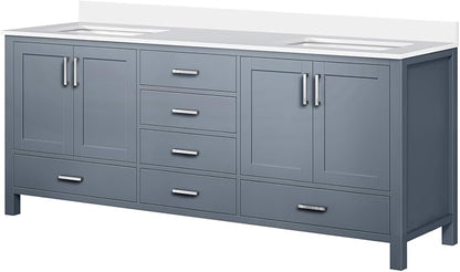 Jacques 80 in. W x 22 in. D Dark Grey Double Bath Vanity and White Quartz Top