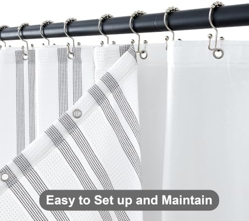 ORTIGIA 3 in 1 Waterproof Shower Curtain PEVA Liner Set 72x72 Inch,Grey