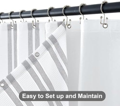 ORTIGIA 3 in 1 Waterproof Shower Curtain PEVA Liner Set 72x72 Inch,Grey