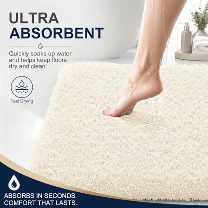 OLANLY Microfiber Bathroom Toilet Rugs U-Shaped 24x20, Soft Bath Mat, White