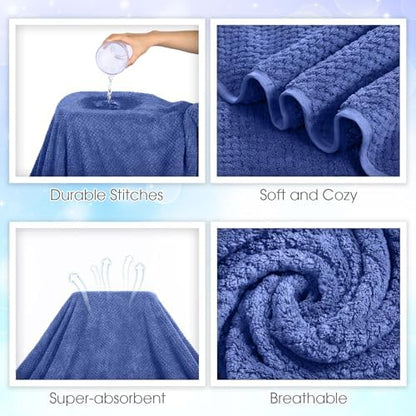 Peryiter 6 Pcs Bath Towel Set, Oversized Bath Sheet for Adults, Dark Blue