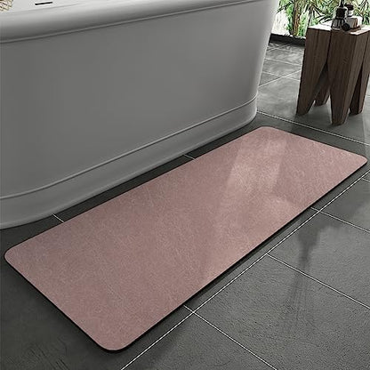 MontVoo -Bath Mat Rug-Rubber Backing Non Slip Quick Dry Absorbent Thin Bathroom Rugs Fit Under Door-Faux Suede Surface Bathroom Floor Mats-Shower Rug for in Front of Bathtub Shower Dusty Rose 17"x59"
