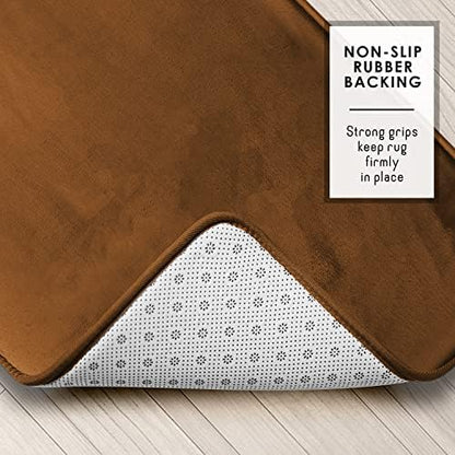Clara Clark Bathroom Rugs, Velvet Memory Foam Bath Mat, Non-Slip, Machine Washable Bath Rugs - Dries Quickly, Ultra Soft Plush Bath Mats for Bathroom, 20 x 24, Chocolate Brown