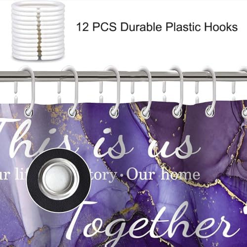 4Pcs Family Marble Shower Curtain Sets with Rugs