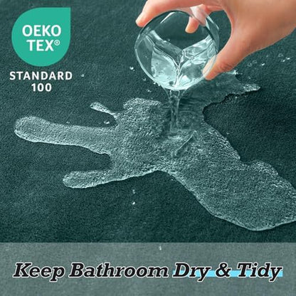 HUXMEYSON Bathroom Rugs Sets 3 Piece, Non-Slip & Quick Dry Bath Mat Set, Ultra Soft Velvet Bath Rugs for Bathroom, Toilet and Shower Floor, Peacock Blue
