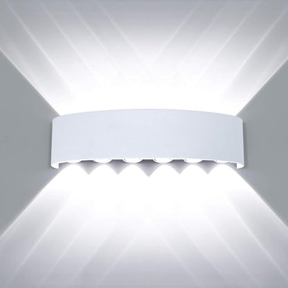 Kawell 12W Waterproof Modern Wall Light LED Wall Lamp Aluminum LED Wall Sconce Up Down Indoor Outdoor for Bedroom Bathroom Hallway Porch Corridor Hotel Doorway Garden Pathway, White 6000K