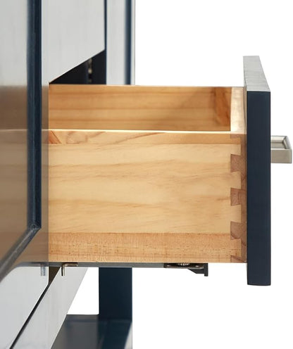 ARIEL Bayhill 72-inch Bathroom Vanity with Sink,Solid Wood, 1.5-inch Italian Carrara Marble Countertop, Double Rectangular Porcelain Sink, 2 Soft Closing Doors, 3 Dovetail Drawers, Midnight Blue