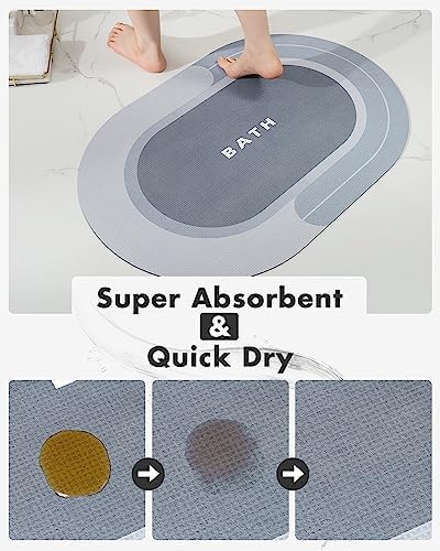 MontVoo Bath Mat - Non Slip, Quick Dry, Stain Resistant Bath Mat Rug for Bathroom Floor - Easy Care Shower Rug for Outside Bathtub - 17"x27" Blue